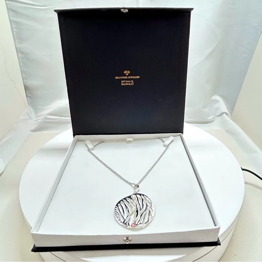 Lauren Adams, Bradford Jewelers, Ct, Long Silver Plate Pendant Necklace, NIB - Picture 6 of 9